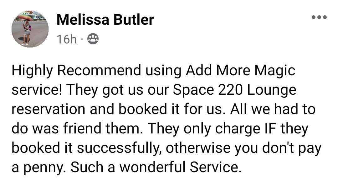 Space220 Lounge Disney Reservation