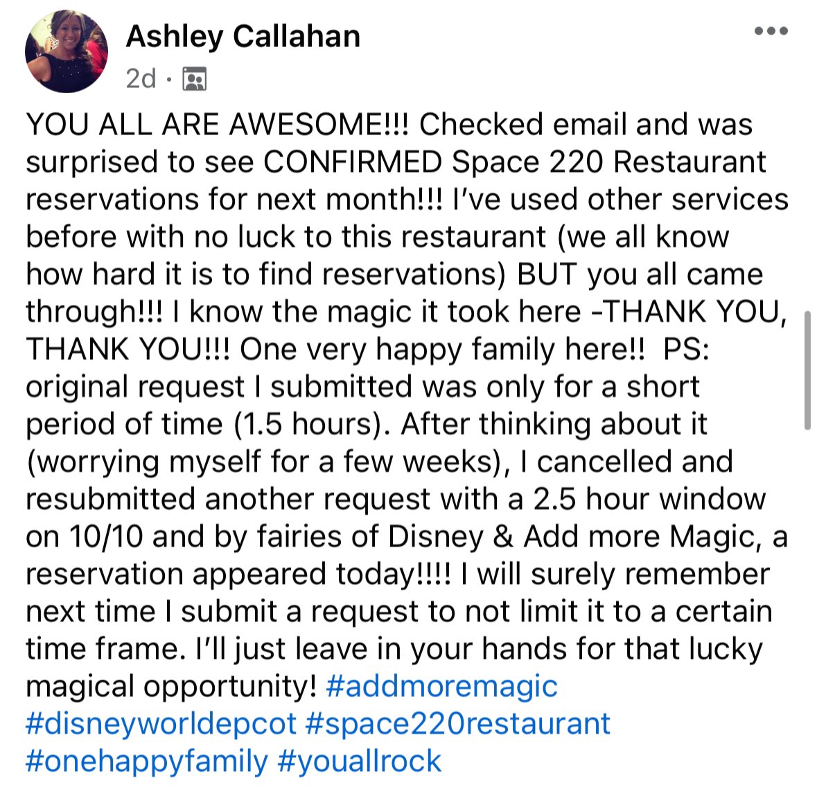 Space 220 restaurant reservations at Disney