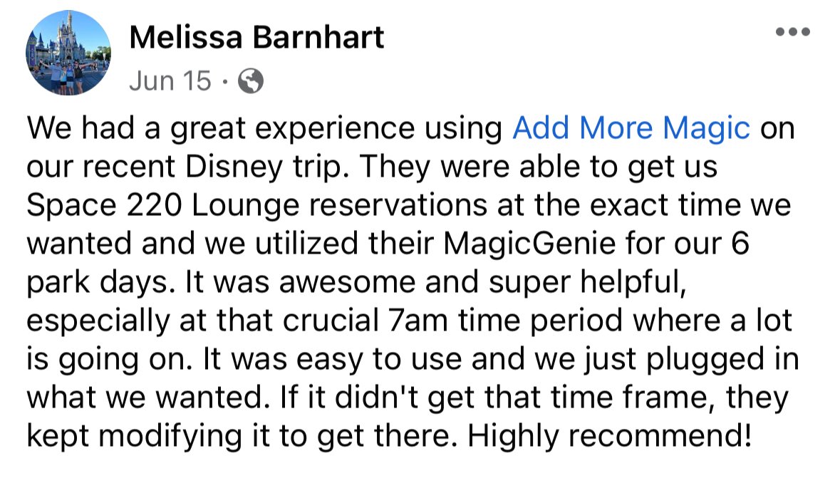 Disney World space 220 lounge reservation